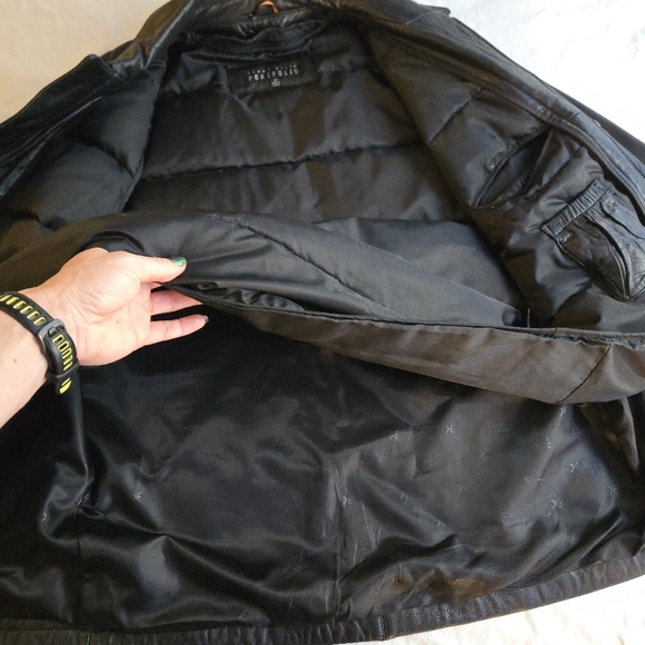Perry Ellis Portfolio Black Insulated Leather Jacket Removeable Down Liner - Picture 10 of 16